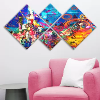 Set 4 tablouri decorative, 4MDF16007432015, MDF, Imprimat UV, Multicolor imagine