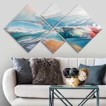 Set 4 tablouri decorative, 4MDF1660425874, MDF, Imprimat UV, Multicolor imagine