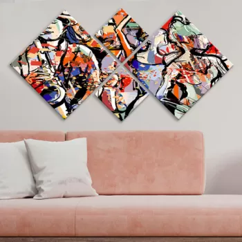 Set 4 tablouri decorative, 4MDF1720847380, MDF, Imprimat UV, Multicolor imagine