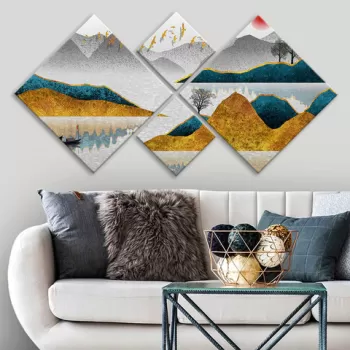 Set 4 tablouri decorative, 4MDF1722625714, MDF, Imprimat UV, Multicolor imagine