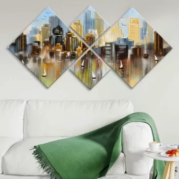 Set 4 tablouri decorative, 4MDF1723744372, MDF, Imprimat UV, Multicolor imagine