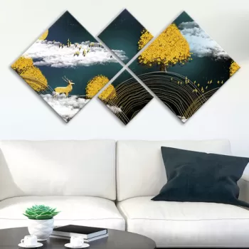 Set 4 tablouri decorative, 4MDF1730819368, MDF, Imprimat UV, Multicolor imagine