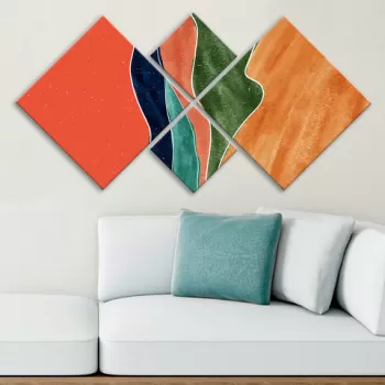 Set 4 tablouri decorative, 4MDF18268292331, MDF, Imprimat UV, Multicolor imagine