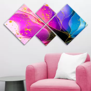 Set 4 tablouri decorative, 4MDF18445391743, MDF, Imprimat UV, Multicolor imagine