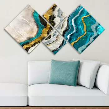 Set 4 tablouri decorative, 4MDF19589560391, MDF, Imprimat UV, Multicolor imagine