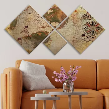 Set 4 tablouri decorative, 4MDF2023823, MDF, Imprimat UV, Multicolor imagine