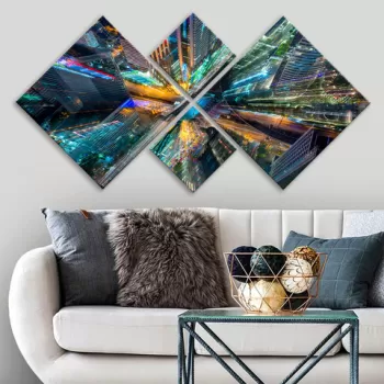 Set 4 tablouri decorative, 4MDF204457933, MDF, Imprimat UV, Multicolor imagine
