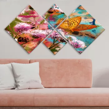 Set 4 tablouri decorative, 4MDF206635840, MDF, Imprimat UV, Multicolor imagine