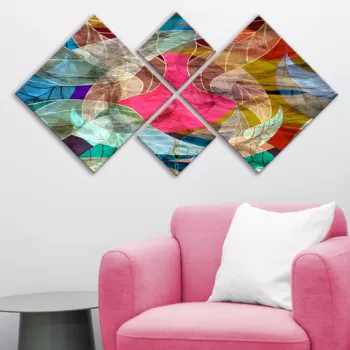Set 4 tablouri decorative, 4MDF225299638, MDF, Imprimat UV, Multicolor imagine