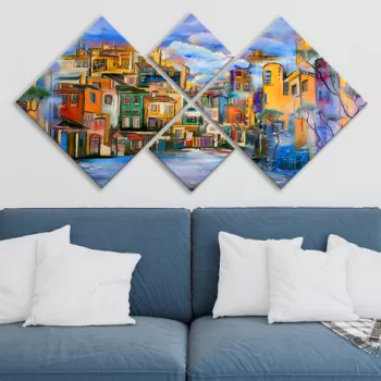 Set 4 tablouri decorative, 4MDF255643813, MDF, Imprimat UV, Multicolor imagine