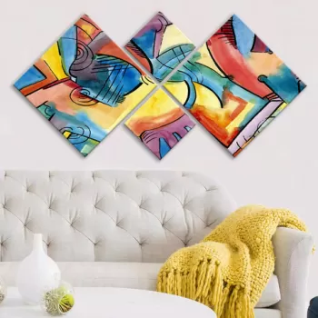 Set 4 tablouri decorative, 4MDF257466661, MDF, Imprimat UV, Multicolor imagine