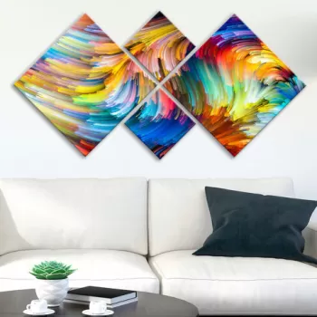 Set 4 tablouri decorative, 4MDF262592861, MDF, Imprimat UV, Multicolor imagine