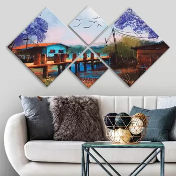 Set 4 tablouri decorative, 4MDF274654277, MDF, Imprimat UV, Multicolor imagine