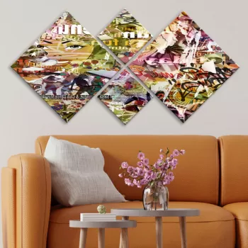 Set 4 tablouri decorative, 4MDF2812607, MDF, Imprimat UV, Multicolor imagine