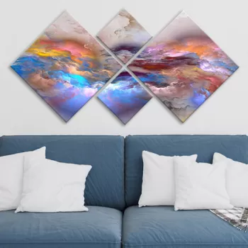 Set 4 tablouri decorative, 4MDF298644545, MDF, Imprimat UV, Multicolor imagine