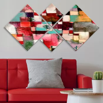 Set 4 tablouri decorative, 4MDF2989101, MDF, Imprimat UV, Multicolor imagine