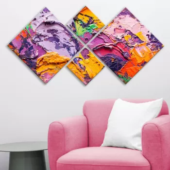 Set 4 tablouri decorative, 4MDF306782456, MDF, Imprimat UV, Multicolor imagine