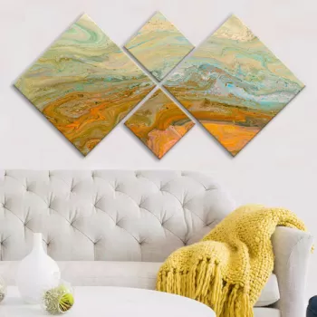 Set 4 tablouri decorative, 4MDF30803112870, MDF, Imprimat UV, Multicolor imagine