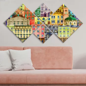 Set 4 tablouri decorative, 4MDF376404526, MDF, Imprimat UV, Multicolor imagine