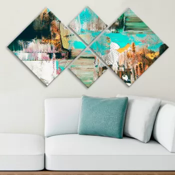 Set 4 tablouri decorative, 4MDF3815284, MDF, Imprimat UV, Multicolor imagine