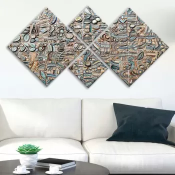 Set 4 tablouri decorative, 4MDF390474070, MDF, Imprimat UV, Multicolor imagine