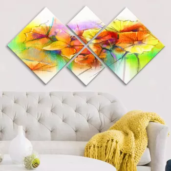 Set 4 tablouri decorative, 4MDF421304551, MDF, Imprimat UV, Multicolor imagine