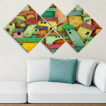 Set 4 tablouri decorative, 4MDF425657590, MDF, Imprimat UV, Multicolor imagine