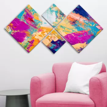 Set 4 tablouri decorative, 4MDF433209346, MDF, Imprimat UV, Multicolor imagine