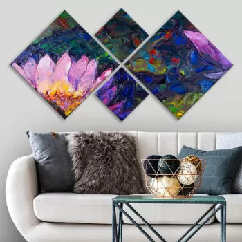 Set 4 tablouri decorative, 4MDF44613021, MDF, Imprimat UV, Multicolor imagine