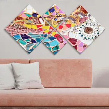 Set 4 tablouri decorative, 4MDF548881012, MDF, Imprimat UV, Multicolor imagine