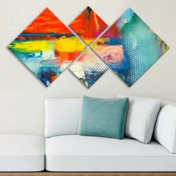 Set 4 tablouri decorative, 4MDF558102997, MDF, Imprimat UV, Multicolor imagine