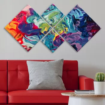 Set 4 tablouri decorative, 4MDF593532788, MDF, Imprimat UV, Multicolor imagine