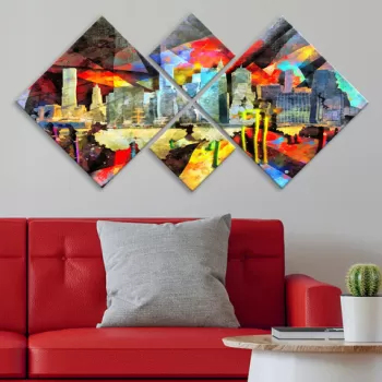 Set 4 tablouri decorative, 4MDF602230631, MDF, Imprimat UV, Multicolor imagine