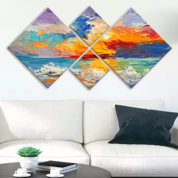 Set 4 tablouri decorative, 4MDF604054886, MDF, Imprimat UV, Multicolor imagine