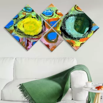 Set 4 tablouri decorative, 4MDF60489787, MDF, Imprimat UV, Multicolor imagine