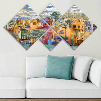 Set 4 tablouri decorative, 4MDF621739496, MDF, Imprimat UV, Multicolor imagine