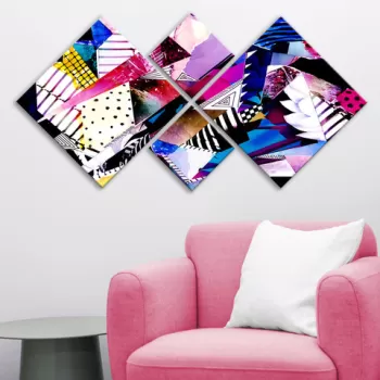 Set 4 tablouri decorative, 4MDF638716753, MDF, Imprimat UV, Multicolor imagine