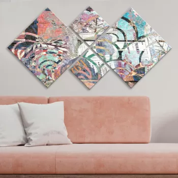 Set 4 tablouri decorative, 4MDF64894144, MDF, Imprimat UV, Multicolor imagine