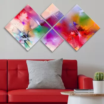 Set 4 tablouri decorative, 4MDF709131520, MDF, Imprimat UV, Multicolor imagine