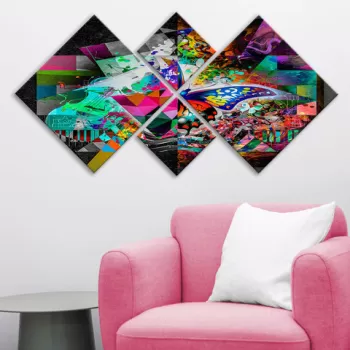 Set 4 tablouri decorative, 4MDF86755856, MDF, Imprimat UV, Multicolor imagine
