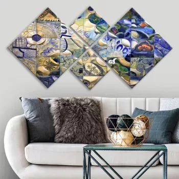 Set 4 tablouri decorative, 4MDF91270439, MDF, Imprimat UV, Multicolor imagine