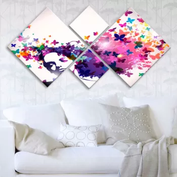 Set 4 tablouri decorative, 4MDF9435306, MDF, Imprimat UV, Multicolor imagine