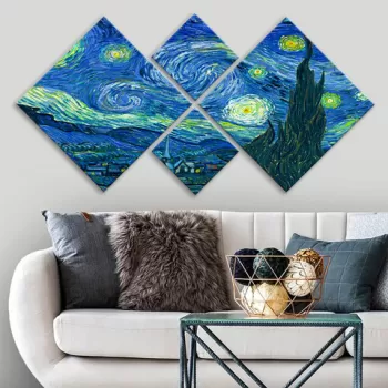 Set 4 tablouri decorative, 4MDF95580, MDF, Imprimat UV, Multicolor imagine