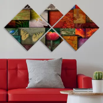 Set 4 tablouri decorative, 4MDF98312126, MDF, Imprimat UV, Multicolor imagine