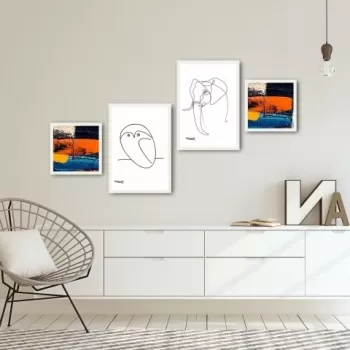 Set 4 tablouri decorative, Alpha Wall, Animal Abstract, 30x30/35x50 cm imagine