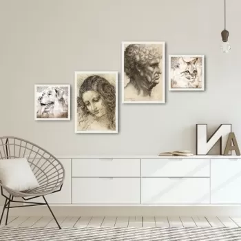 Set 4 tablouri decorative, Alpha Wall, Art, 30x30/35x50 cm imagine