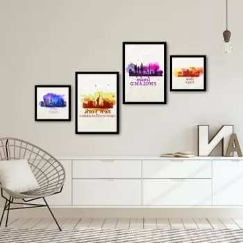 Set 4 tablouri decorative, Alpha Wall, Big Cities, 30x30/35x50 cm imagine