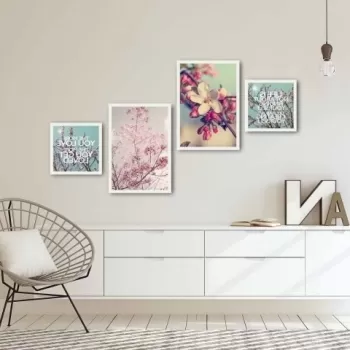 Set 4 tablouri decorative, Alpha Wall, Blossom, 30x30/35x50 cm imagine