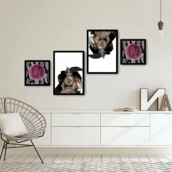 Set 4 tablouri decorative, Alpha Wall, In my Dreams, 30x30/35x50 cm imagine