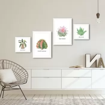 Set 4 tablouri decorative, Alpha Wall, Plants, 30x30/35x50 cm imagine